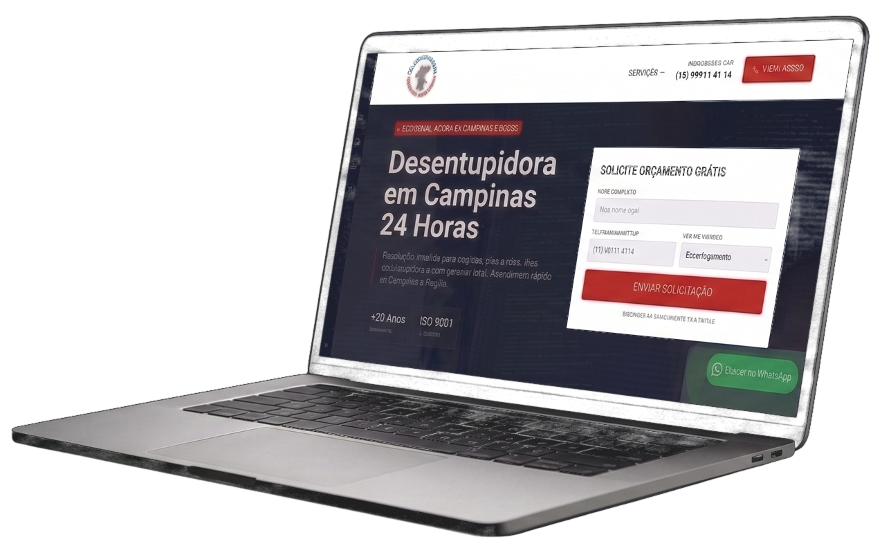 Site de um cliente da Workera exibido em um laptop